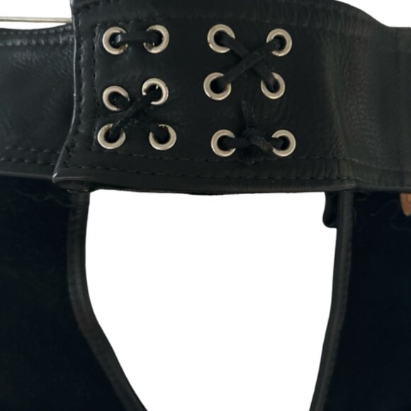 Walter Dyer VTG unisex Motorcycle leather chaps size L Made in USA - Picture 3 of 7